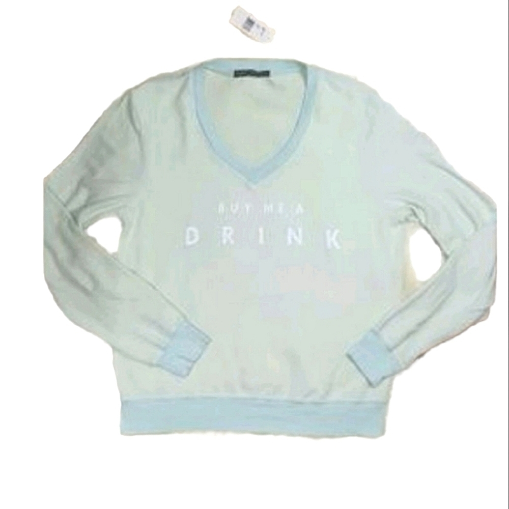Wildfox "Buy me a Drink" Long Sleeve V Neck Top Medium